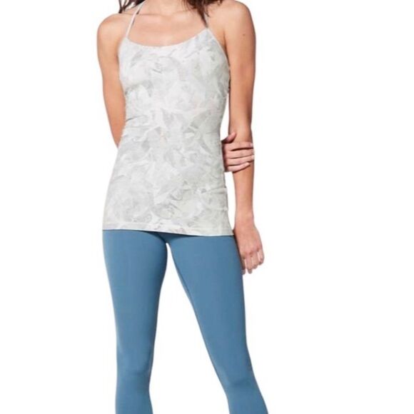 Lululemon Power Pose Tank Light Support For A/B Cup Jasmine White Multi /Alpine - Picture 5 of 14